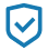 Shield icon with a checkmark inside, typically used for security or confirmation.