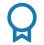 Blue award icon on a white background
