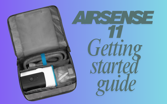 Close-up of AirSense 11 showing initial settings and instructions for new users