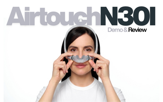 Close-up of AirTouch N30i mask with features highlighted in review