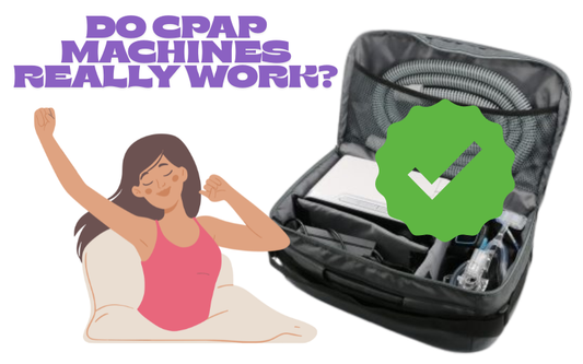 CPAP therapy effectiveness illustrated with machine delivering continuous airflow to keep airways open