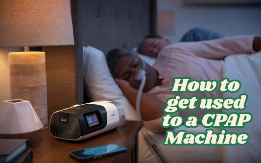 Visual guide on tips and strategies for getting used to sleeping with a CPAP machine
