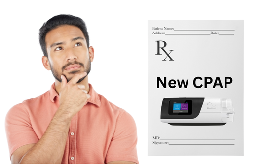 Image of a man asking if he needs a prescription for a new cpap machine. 