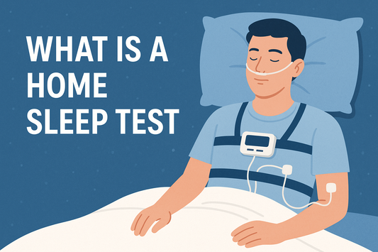 A man in bed using a home sleep test for sleep apnea detection