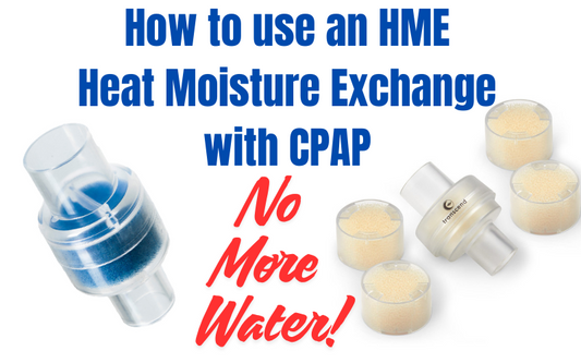 Using CPAP without water by using a HME Heat Moisture Exchange unit. 