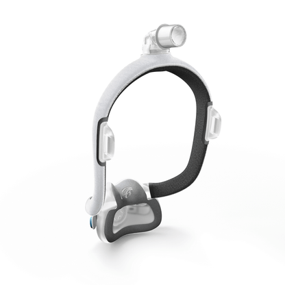 Rear angled view of the AirTouch F30i Comfort showing the interior of the nasal cushion and the breathable fabric lining of the frame that rests against the face.