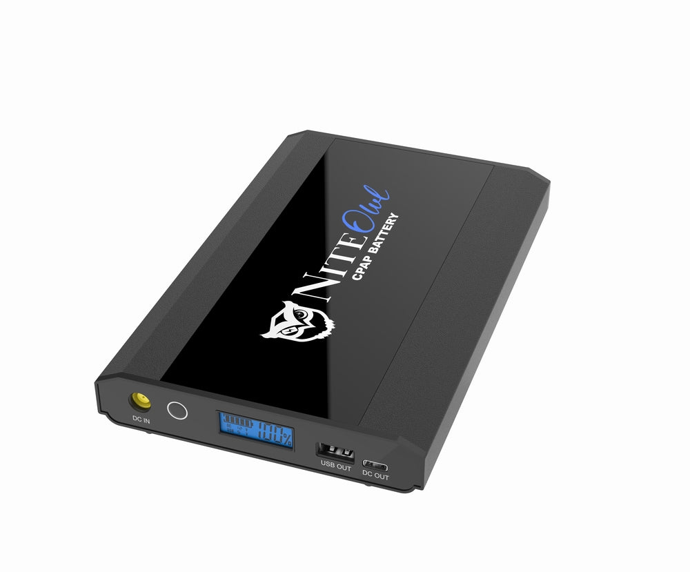 NiteOwl portable CPAP battery on a white background.