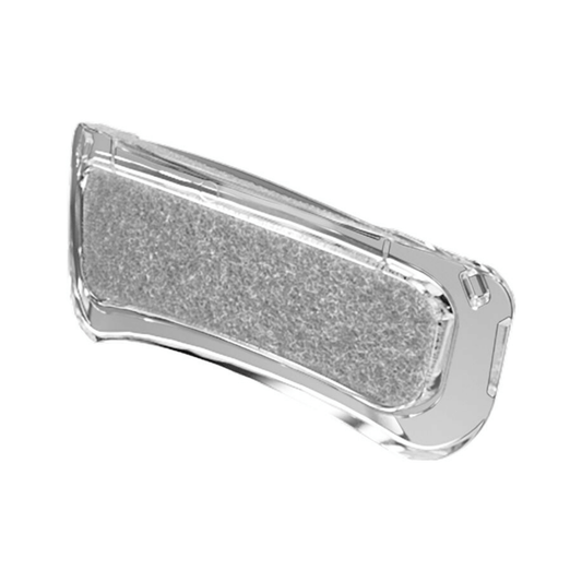 Close-up view of the Fisher & Paykel Nova Nasal Diffuser replacement part, featuring a clear plastic frame and a gray, porous filter designed to dampen machine noise and prevent exhaust drafts.