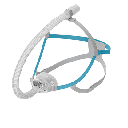 Top-down angled view of the Fisher & Paykel Nova Nasal Mask, displaying the flexible breathing tube connection and the secure headgear structure.