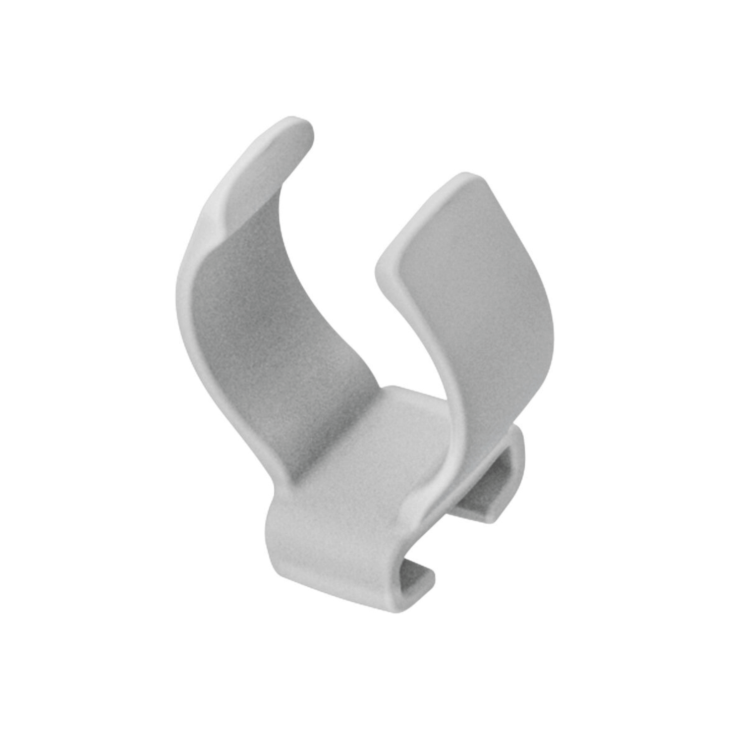 Close-up angled view of the Fisher & Paykel Nova Nasal Tube Clip, showing the lightweight gray clip designed to securely hold CPAP tubing.