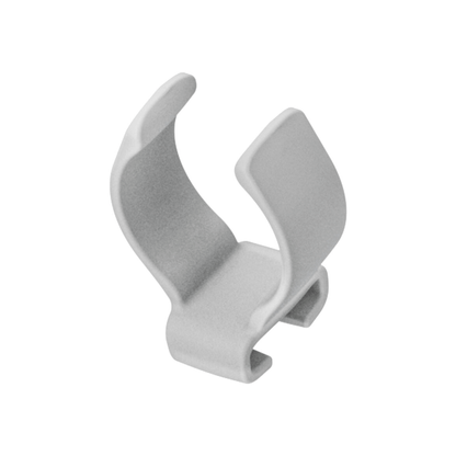 Close-up angled view of the Fisher & Paykel Nova Nasal Tube Clip, showing the lightweight gray clip designed to securely hold CPAP tubing.