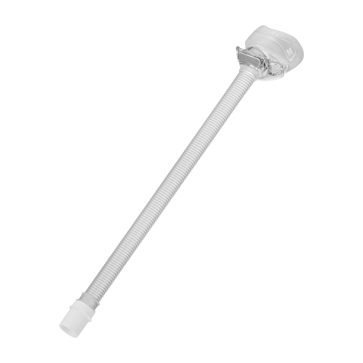 Fully assembled Fisher & Paykel Nova Nasal Mask Frame System without headgear, featuring the clear RollFit cushion connected to the short tube assembly, ready to be paired with existing SwingFit straps.