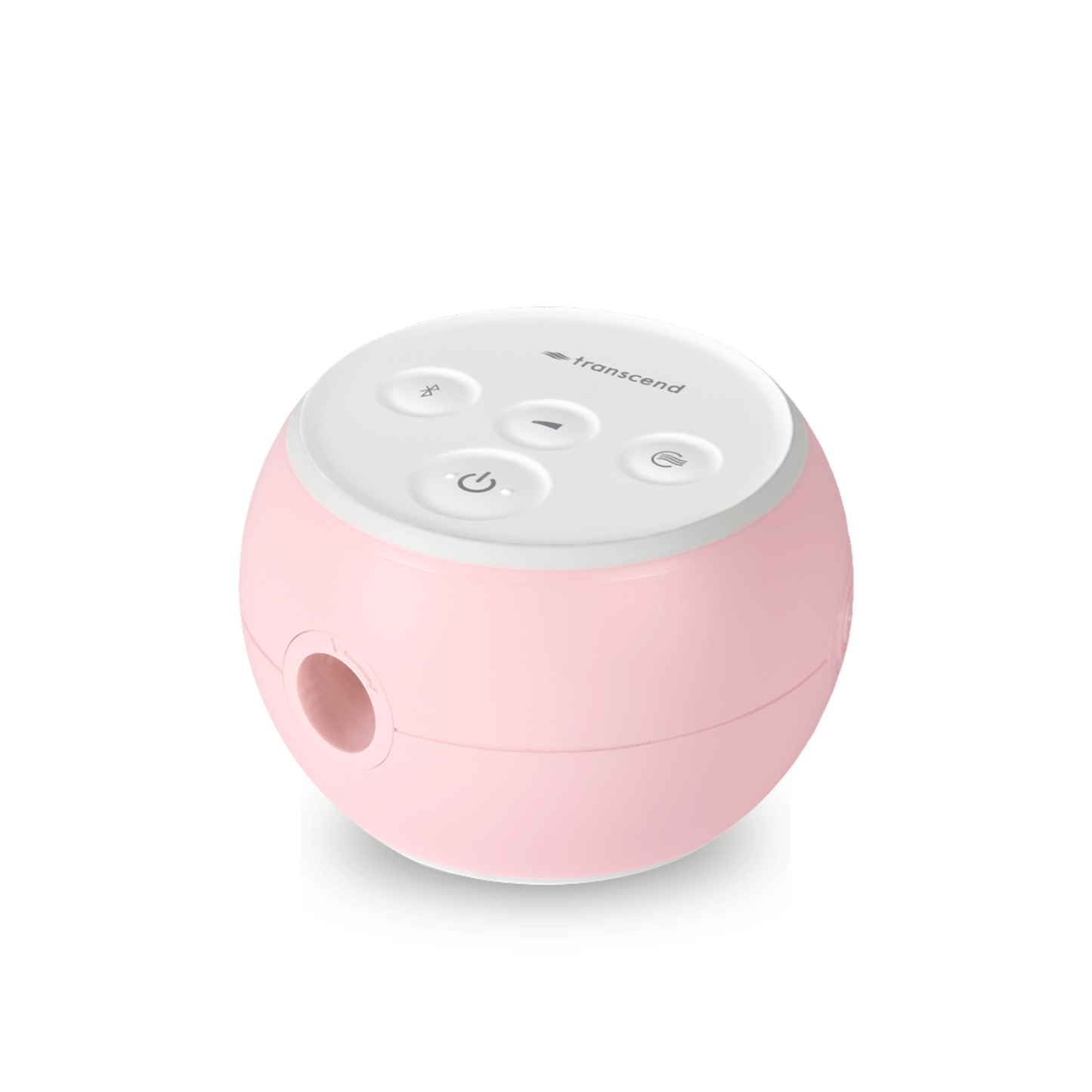 Transcend Micro 510 Auto CPAP Machine in Petal Pink — angled view showing compact spherical design