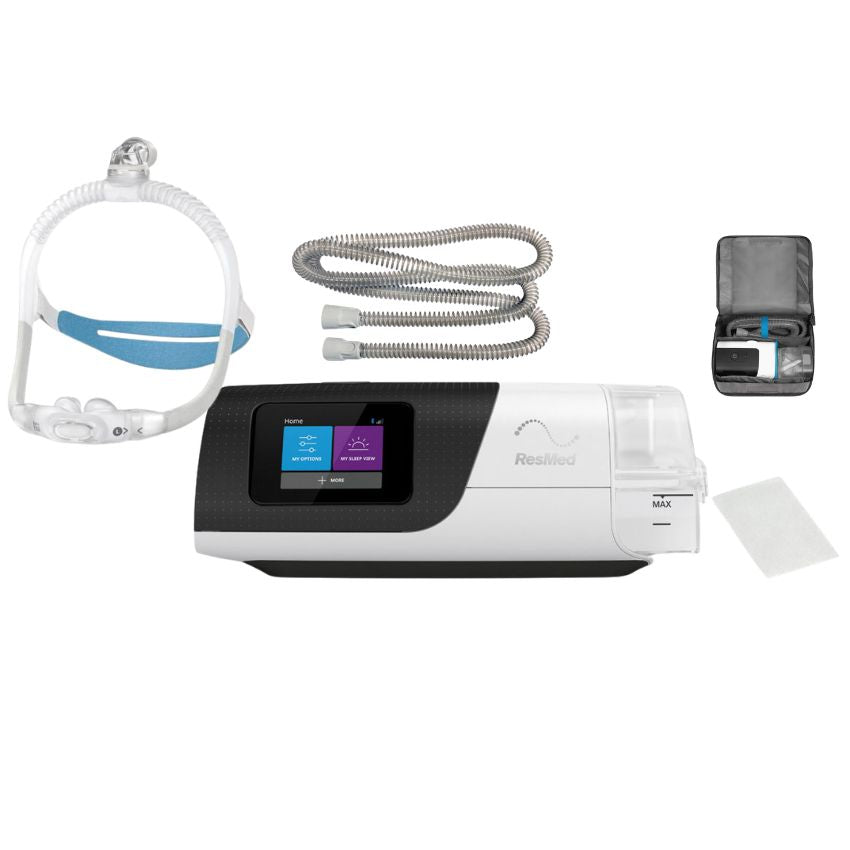 Airsense 11 starter package with filter, carry case, tubing, and P30i mask. 