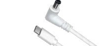 White USB-C cable with a right-angle connector on a white background