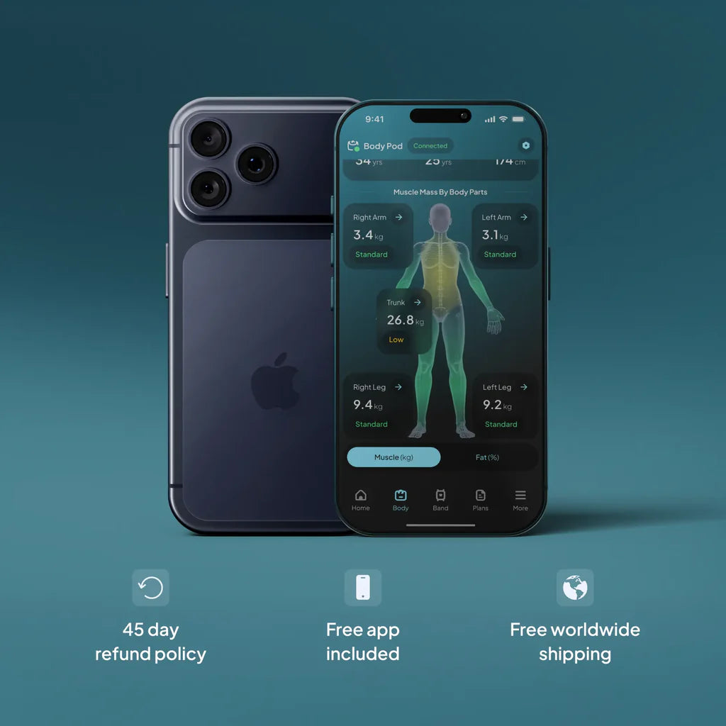Smartphone with hume health app on a blue background