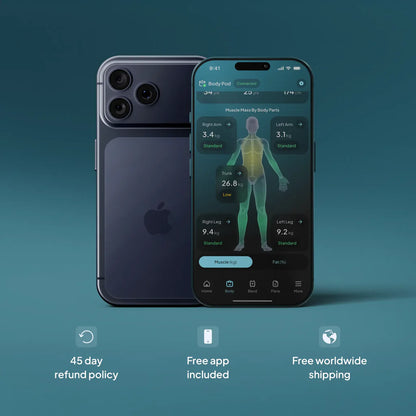 Smartphone with hume health app on a blue background