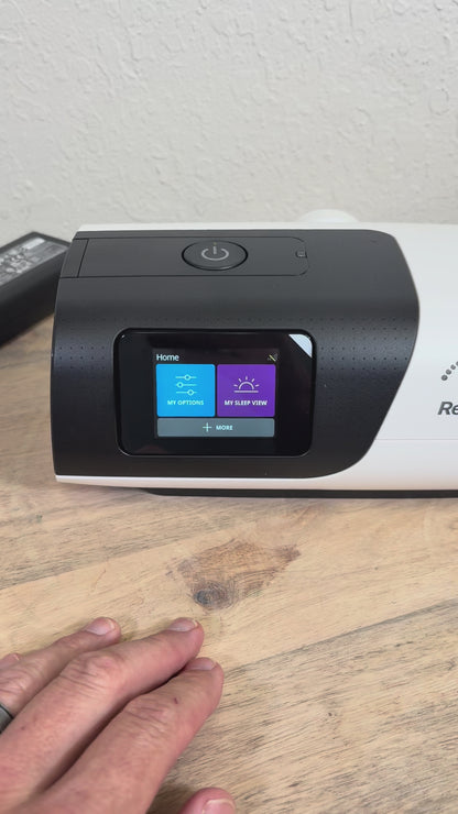 Changing the setting in the ResMed AirSense 11 CPAP for the installation of the inline bacteria filter. 