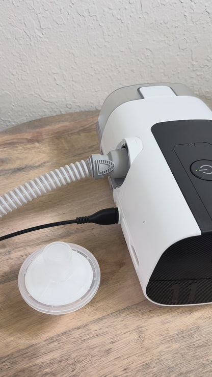 Video showing how to install your In-line CPAP Bacteria Filter on your CPAP machine. Using an AirSense 11 CPAP in this case. 