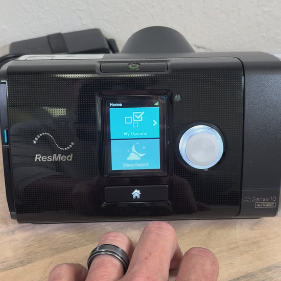 Changing the setting in the ResMed AirSense 10 CPAP for the installation of the inline bacteria filter. 