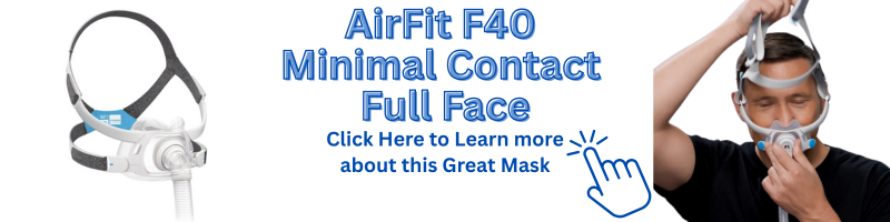 AirFit F40 minimal contact full face CPAP mask with soft silicone cushion and ultra-compact design