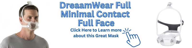 DreamWear Full minimal contact full face CPAP mask with under-the-nose cushion and open-frame design