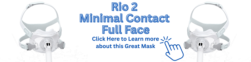 Rio 2 minimal contact full face CPAP mask with sleek headgear and open field of vision